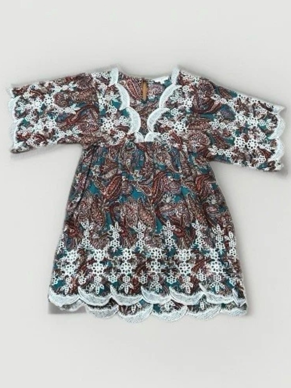 Umgee Boho Paisley Lace Tunic Top Size Small Indie Hippie Crochet Flowy Western